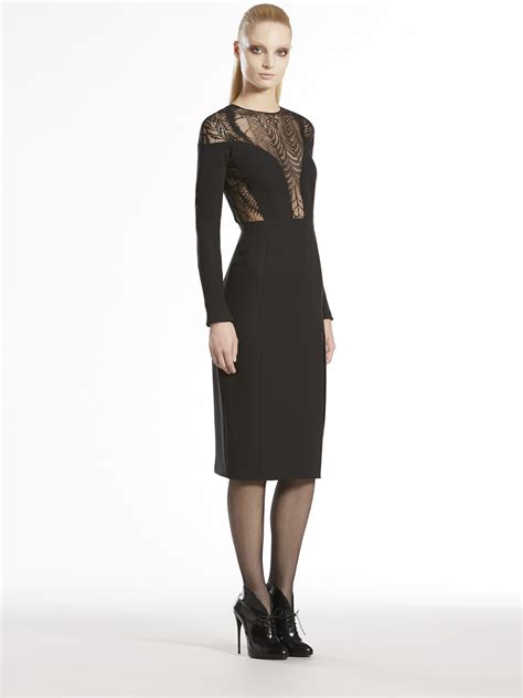 gucci dress black and white|Gucci long sleeve lace dress.